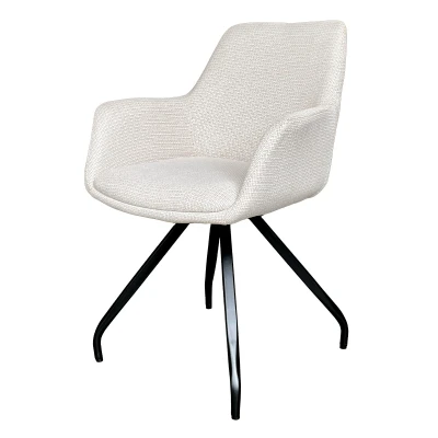 Afbeelding van Livingfurn Eetkamerstoel Duke Beige Stof / Gecoat Staal