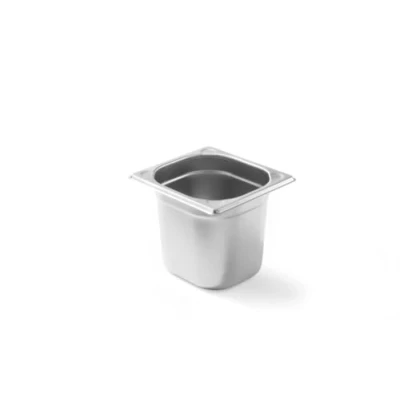 Image de HENDI Bac Gastronorme, GN 1/6, résistance thermique 40 C à 300 C, utilisable dans des fours convection, réfrigérateurs, bain maries, chafing dishes, 2.4L, 176x162x(H)150mm, inox