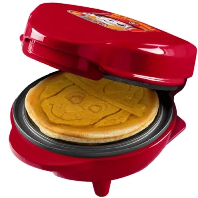 Afbeelding van Paw Patrol Mini Wafelijzer, wafelijzer met speciale plaat &quot;Marshall&quot;, wafelgrootte: Ø 10 cm, ideaal formaat voor kinderen, perfect verjaardagen of als cadeau, officieel licentieproduct, kleur: Rood