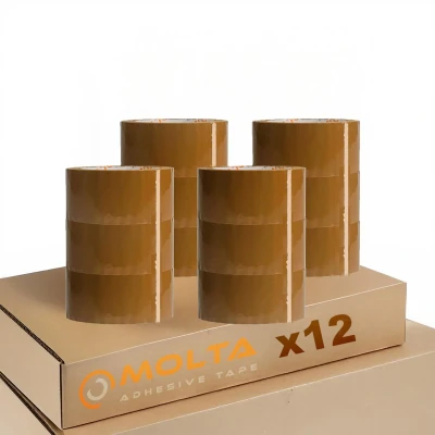 Afbeelding van MOLTA STANDARD BRUINE pakkettape 48 mm x 55 m Pakketplakband Kartontape Verpakkingstape voor pakketten en dozen 12 Rollen ACRYLIC