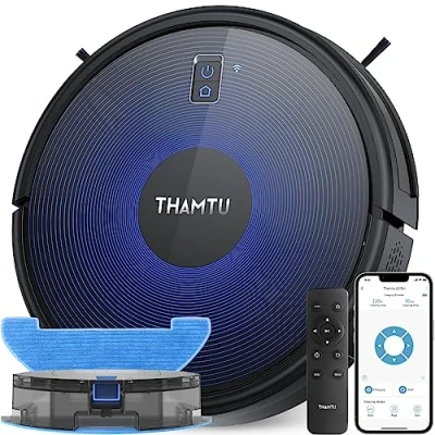 Afbeelding van Thamtu G10H robotstofzuiger met dweilfunctie, voor harde vloeren, tapijt, dierenharen, Alexa en app, 2800 Pa zuigvermogen, gyroscoopnavigatie, 120 minuten looptijd