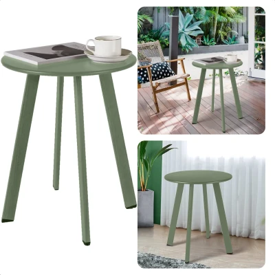 Afbeelding van Cheqo® Tafel Bijzettafel Metaal (Gepoedercoat) Mat Groen 40 cm Diameter 49 Hoogte Max 50 kg Draagvermogen 2,125 Gewicht