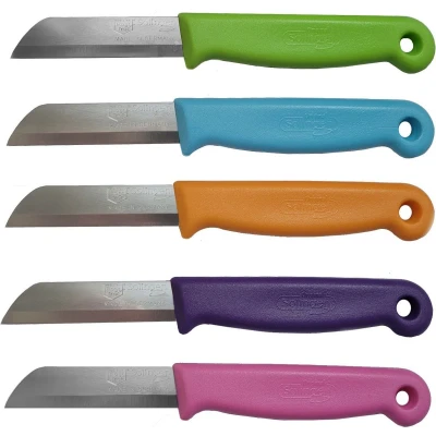 Afbeelding van Solingen Schilmesje RVS Glad 16 cm met &quot;Blade Cover&quot; Mix Kleur 5 Stuks