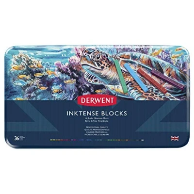Afbeelding van Derwent Inktense Set van 36 aquarelkrijtjes 8 mm, voor tekenen/kleuren/schilderen op papier en stof, professionele kwaliteit (2301979)