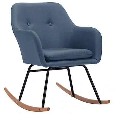 Afbeelding van vidaXL Schommelstoel Blauw Stof