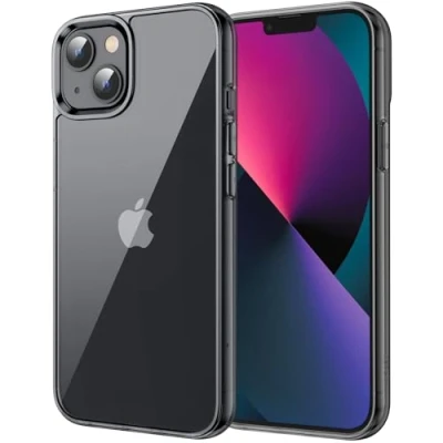 Afbeelding van JETech Beschermhoes voor iPhone 13 6,1 inch, schokbestendig, krasbestendig, transparante achterkant (zwart)