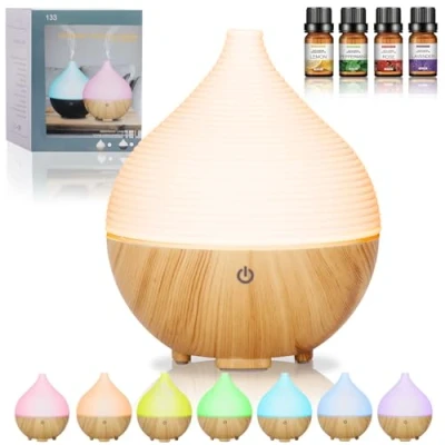 Afbeelding van BUOAZR diffuser voor etherische oliën, 160 ml, aromadiffuser, 7 kleuren, led, luchtbevochtiger, met automatische uitschakeling, parfumdiffuser woonkamer, slaapkamer, yoga, massage