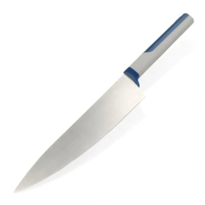 Afbeelding van Tasty Koksmes 20 cm, scherp roestvrijstalen lemmet, duurzaam keukenmes met ergonomische soft touch handgreep, afmetingen: 32 x 4 cm (20 lemmet) kleur: blauw, grijs
