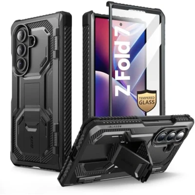 Afbeelding van Armorbox Case geschikt voor Galaxy Z Fold 7 hoesje met Screen Protector 360 Shockproof Tempered Glass Kickstand Zwart