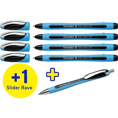 Afbeelding van Schneider balpen Slider Memo + Rave doosje 4 1 gratis S 150245
