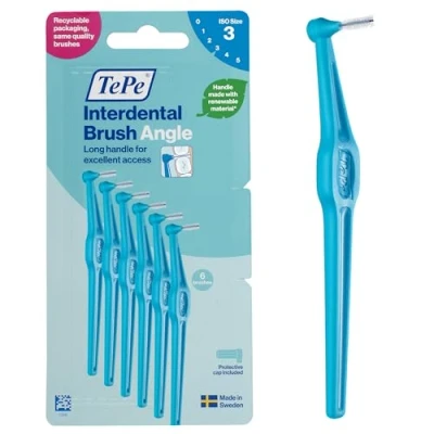Afbeelding van Brossette Interdentaire Angle, Bleu, 0.6mm/ISO 3, 6pcs,élimine la plaque dentaire, nettoyage facile et efficace entre les espaces interdentaires intermédiaires