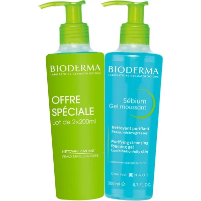 Afbeelding van Bioderma Sébium Purifying Foaming Cleansing Gel Set van 2 x 200 ml