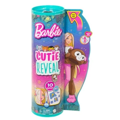 Image de Poupée Barbie Cutie Reveal Série Jungle avec singe