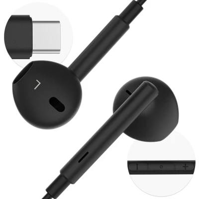 Afbeelding van iMoshion Oordopjes Oortjes met Draad en Microfoon Earbuds USB C aansluiting Zwart