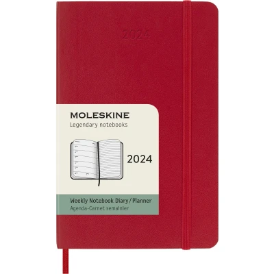 Afbeelding van Moleskine 12 Maanden Agenda 2024 Wekelijks Pocket Zachte Kaft Rood