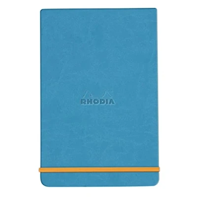 Afbeelding van RHODIA 194358C Webnotepad turquoise A6 gelinieerd 192 afneembare pagina&#039;s Clairefontaine ivoorkleurig papier 90 g/m bladwijzer, elastische sluiting omslag van kunstleer rhodiarama