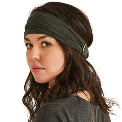 Afbeelding van Japanse Bandana Haarband voor Mannen en Vrouwen Comfy Lichtgewicht Elastische Head Bands perfect Fitness Sport Voetbal Tennis Joggen, kaki, M