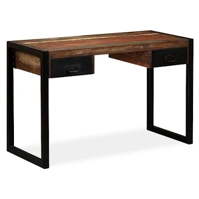 Afbeelding van vidaXL Bureau met 2 laden, massief schroothout, 120 x 50 76 cm
