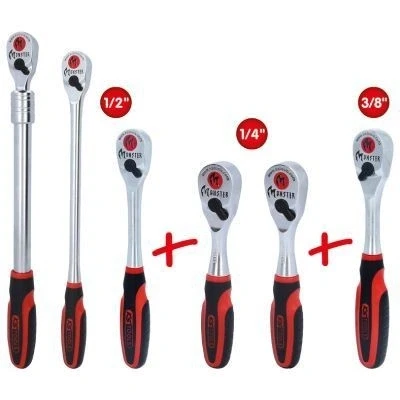 Afbeelding van KS Tools, Ratel, 935.0006 Monster omkeerbare ratelset 6 delig 1/4&quot;&quot;+ 3/8&quot;&quot;+ (1/2&quot;, 3/8&quot;, 1/4&quot;)