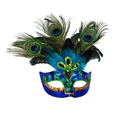 Afbeelding van Widmann Brazilie &amp; Samba Kostuum Luxe Uitgevoerd Pauwen Masker Blauw Carnavalskleding Verkleedkleding