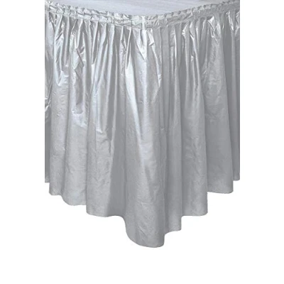 Image de Jupe de table argenté en plastique 73cm x 426 cm