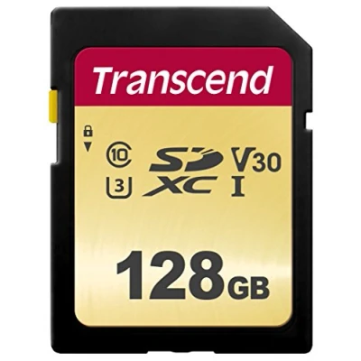 Image de Transcend 500S Carte mémoire flash 128 Go Video Class V30 / UHS I U3 Class10 SDXC