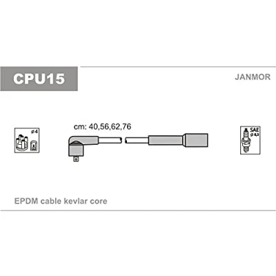 Afbeelding van JANMOR CPU15 Bougiekabelset CITROËN: XM I Estate, Xantia Hatchback, ZX PEUGEOT: 306 Hatchback