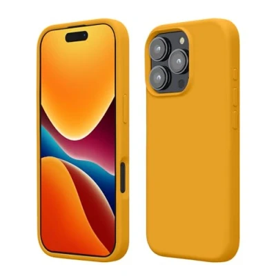 Afbeelding van kwmobile telefoonhoesje geschikt voor Apple iPhone 16 Pro Hoesje met siliconen coating Smartphone case in mango