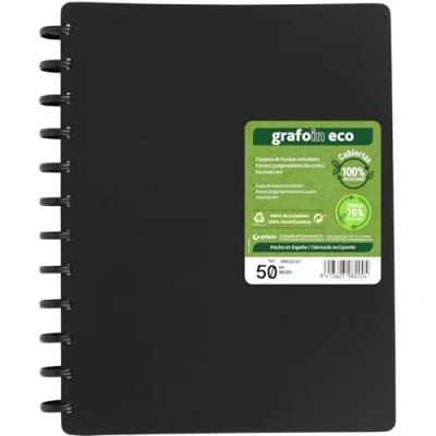 Afbeelding van Grafoplas Grapfo In Eco A4 map met uitneembare vakken, 50 voeringen van glad polypropyleen, extra 70% gerecycled, 100% gerecyclede hardcover, maakt eenvoudig intercaleren en vervangen