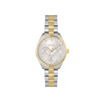 Afbeelding van BOSS SAGE Sport Horloge silvercoloured/goldcoloured/white, Dames, Maat: One Size, Silver coloured/gold coloured/white