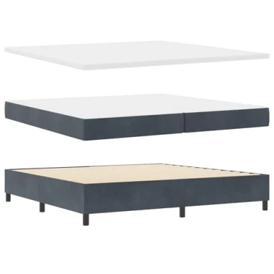 Afbeelding van vidaXL Boxspringbed met Matras &amp; Bank Donkergrijs 200x200 cm Fluweel
