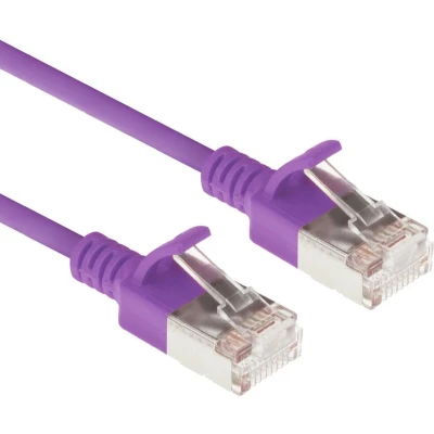 Afbeelding van ACT Paars 10 meter LSZH U/FTP CAT6A datacenter slimline patchkabel snagless met RJ45 connectoren (U/FTP, CAT6a, 10 m), Netwerkkabel