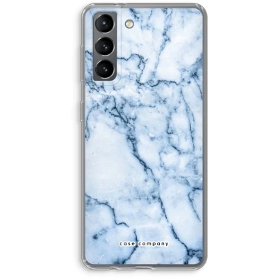 Afbeelding van Case Company® hoesje geschikt voor Samsung Galaxy S21 Blauw marmer Soft Cover Telefoonhoesje Bescherming aan alle Kanten en Schermrand