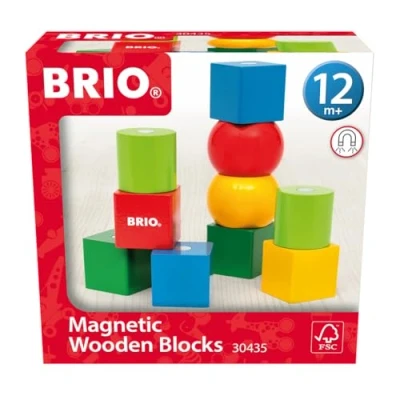 Afbeelding van BRIO 30435 Houten blokken met magneten Speelgoedbouwstenen voor kinderen vanaf 12 maanden