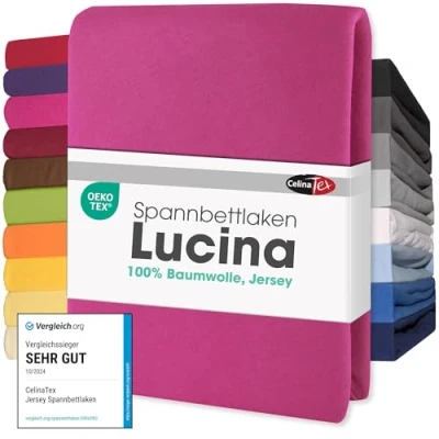 Afbeelding van CelinaTex Lucina Hoeslaken, katoen, set van 2, 90 x 200 100 cm, roze