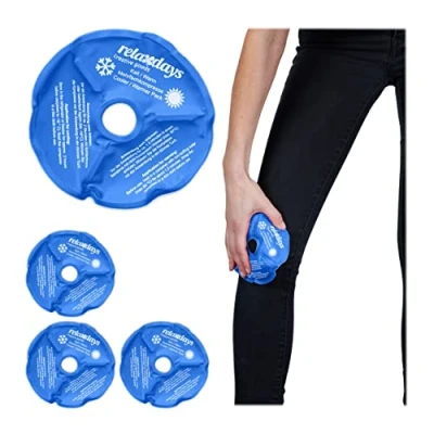 Afbeelding van Relaxdays gel pack voor knie set van 4 hot cold packs uitsparing knieschijf blauw