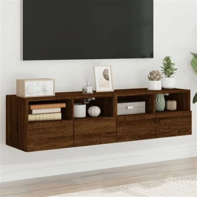 Afbeelding van Tv wandmeubels 2 st 60x30x30 cm bewerkt hout bruineikenkleurig
