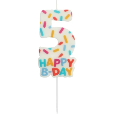Afbeelding van Folat Kaars cozy sprinkles cijfer 5 7 cm