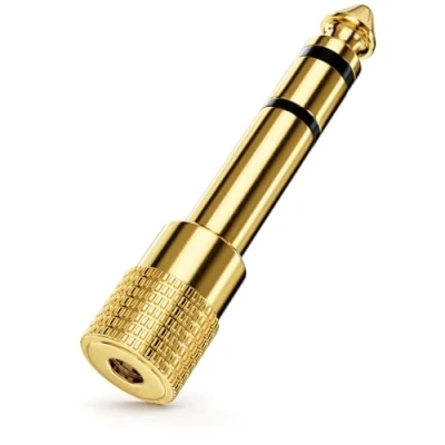 Afbeelding van deleyCON Jack Adapter [1 stuk] 6,35 mm naar 3,5 Stereo Audio Koppeling Voor Hoofdtelefoon HiFi Gitaar Ontvanger Versterker Home Theater Mixer Toetsenbord TRS