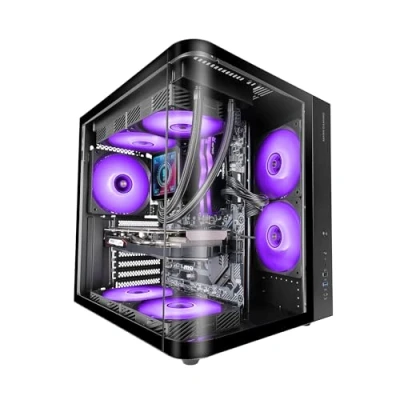 Afbeelding van Mars gaming MC CURV, ATX behuizing, doorlopende drievoudige kromming van gehard glas aan de voor en zijkant, dubbele kamerstructuur, compacte pc middentoren met grote interne capaciteit, USB C