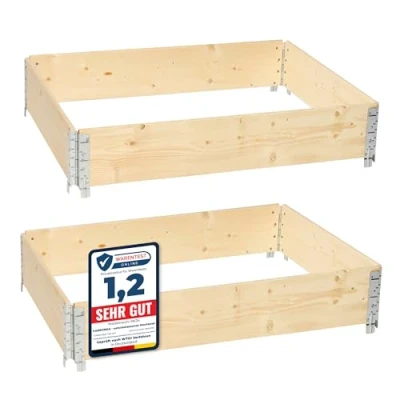 Afbeelding van Garronda Palletrand 2 Pack 120x80x20cm Natuurlijk Bloemen Kruiden Palletframe Natuurlijke Verhoogde Bloembedden GD BUD PAL