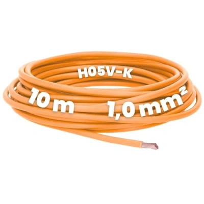 Afbeelding van Kalitec 10 meter H05V K 1 mm² oranje bedradingskabel I kernkabel flexibel PVC enkeladerig meeraderig 1mm2 bedrading fijnaderig enkele kabel massief schakeldraad