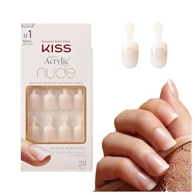 Afbeelding van Kiss Plaknagels Acrylic French Nude Nails Kunstnagels Zelfklevende Nepnagels Breathtaking