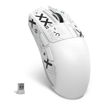 Afbeelding van MAMBASNAKE X ATTACK SHARK X11SE Souris gaming sans fil Jusqu&#039;à 22000 ppp,capteur PixArt PAW3311,BT/2,4G/filaire,légère 59g avec bande,clics 2000W,accélération 40G,batterie longue,for Win/Mac Blanc