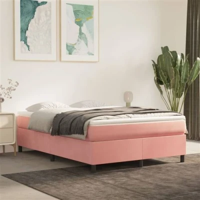 Afbeelding van vidaXL Boxspring met matras fluweel roze 140x190 cm