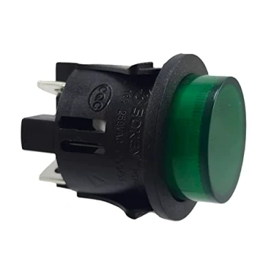 Afbeelding van Drukschakelaar PS18 16 Ø 25 mm 250 V A groen push off verlichting platte stekker 6,3