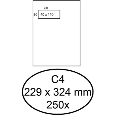 Afbeelding van Envelop Hermes akte C4 229x324mm venster 4x11links 250stuks