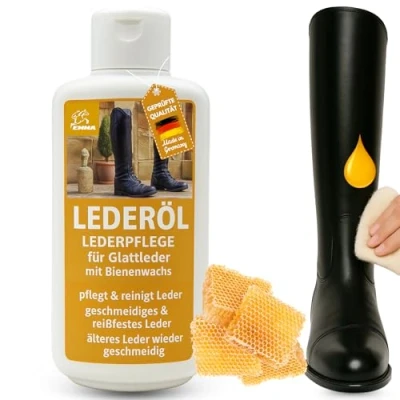 Afbeelding van Leerolie, vet, kleurloos, zadelvet voor glad leer, lederbalsem, lederverzorging, zadelverzorging, bijenwas, leerverzorging, bank, auto, 500 ml