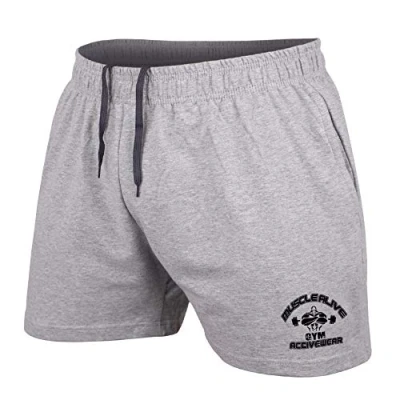 Afbeelding van Heren Bodybuilding Sportschool Training Shorts Sport Fitness Badstof katoen Korte broeken, 8005 ma Grijs, M