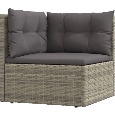 Afbeelding van vidaXL Tuinhoekbank met kussens poly rattan grijs